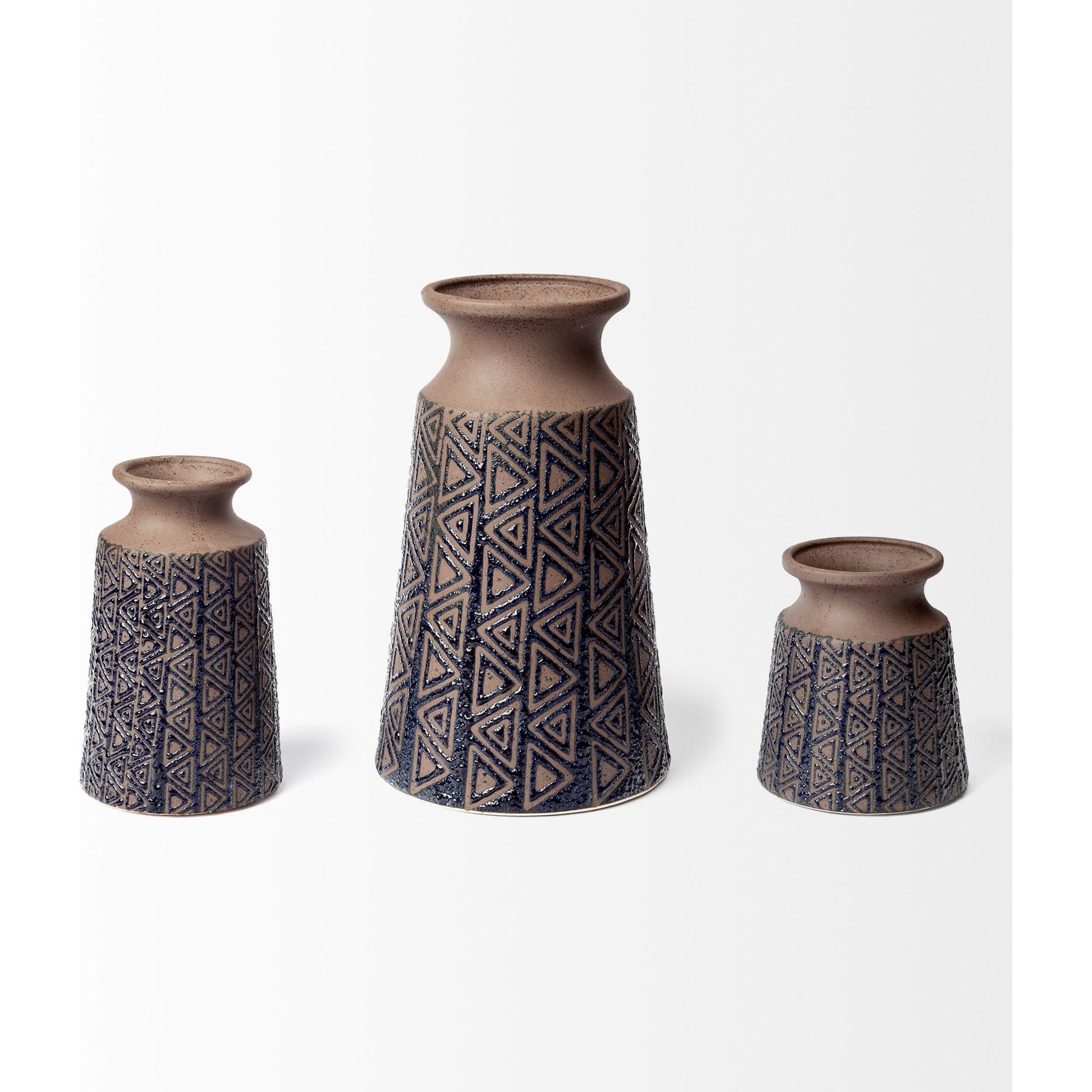 Sefina I Patterned Vase by Mercana in blue, brown. Made from ceramic in a eclectic & global style.