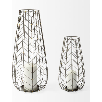 Petiole Candle Holder by Mercana in antiqued gold. Made from metal in a eclectic & global style.