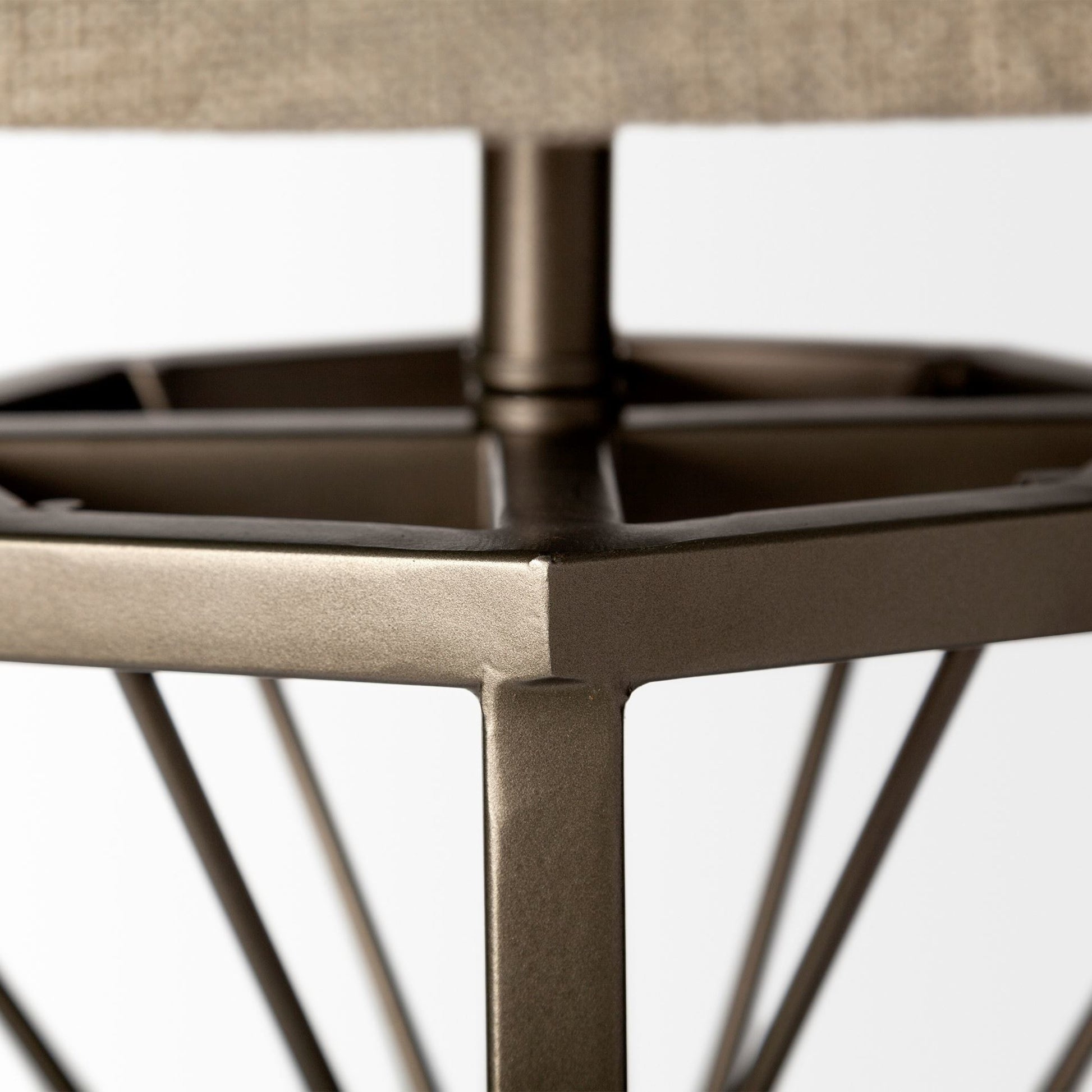 Raen Table Lamp by Mercana in beige. Made from metal in a rustic style.