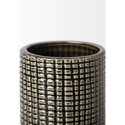 Kona II Vase by Mercana in black, gold. Made from ceramic in a eclectic & global style.