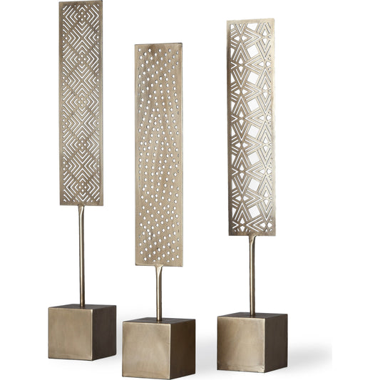 Arondale Cutout Decorative Objects Set of Three by Mercana in champagne. Made from unique in a eclectic & global style.