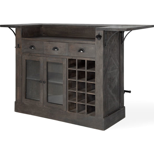 Cheers Kitchen Island by Mercana in brown. Made from mango wood in a rustic style.