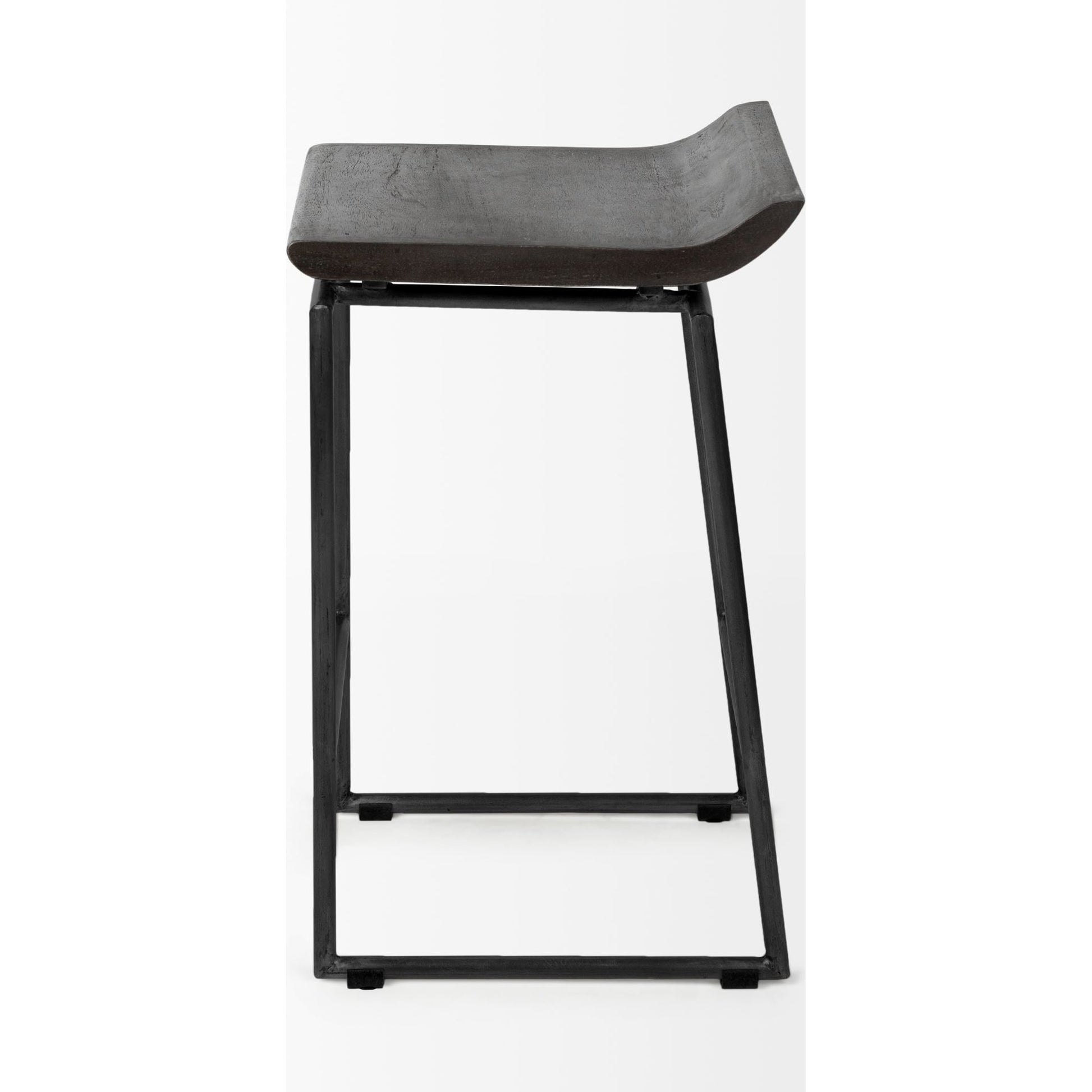 Givens Wood Seat Counter Stool by Mercana in matte black. Made from wood, metal in a modern style.