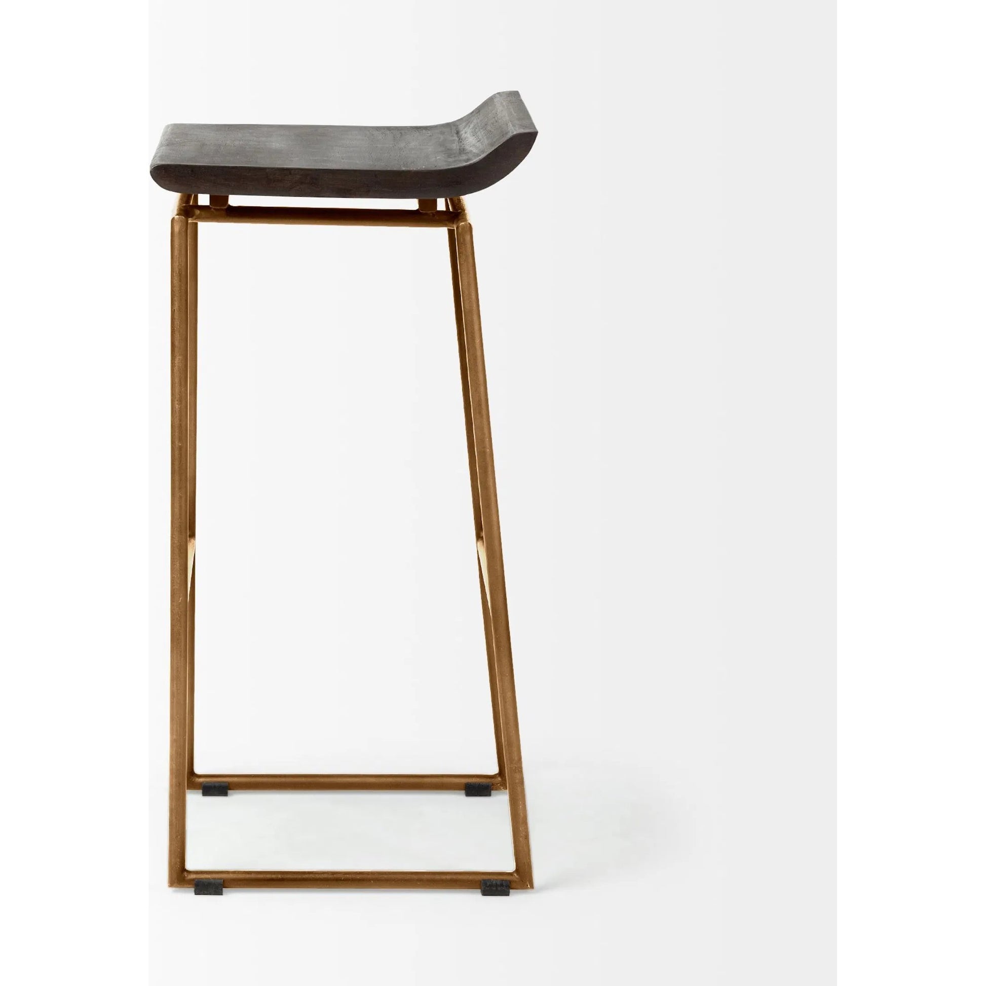 Givens Wood Seat Bar Stool by Mercana in dark brown. Made from unique in a modern style.