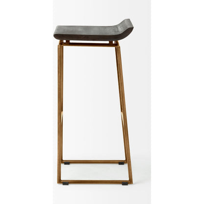 Givens Wood Seat Bar Stool by Mercana in dark brown. Made from unique in a modern style.