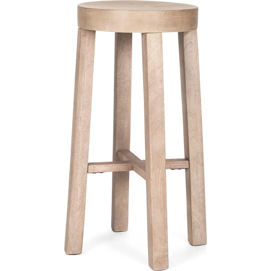 Brahma Wood Seat Bar/Counter Stool by Mercana in natural. Made from unique in a cottage & farmhouse style.