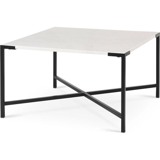 Lucas Coffee Table by Mercana in white, matte black. Made from marble, metal in a modern style.