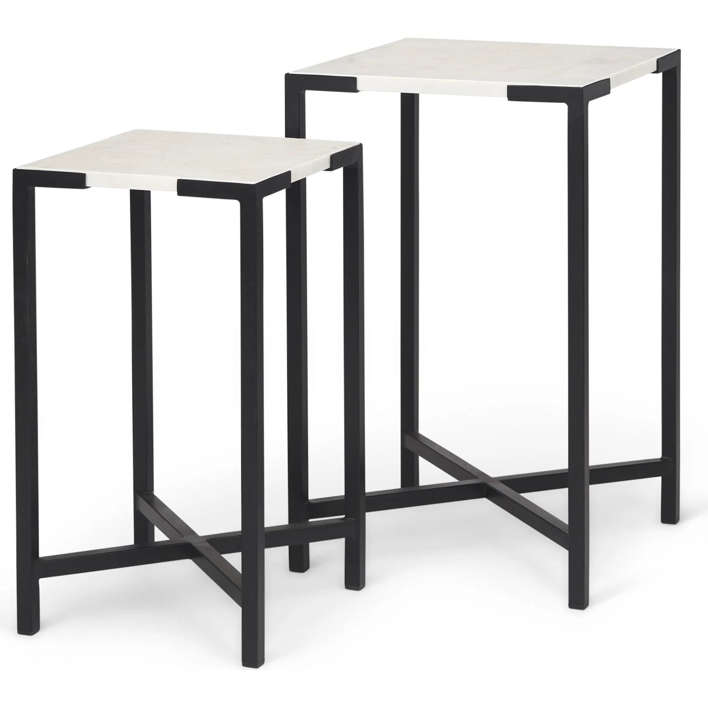 044 SR-387974 | Primary Silo | Lucas Accent Table by Mercana in white, matte black. Made from marble, iron in a modern style.