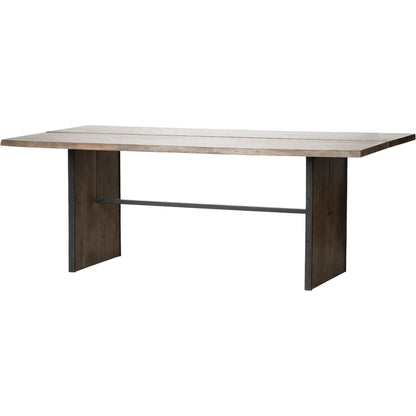 Ledger Dining Table by Mercana in brown. Made from wood in a modern style.