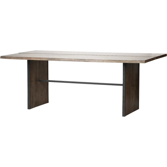 Ledger Dining Table by Mercana in brown. Made from wood in a modern style.
