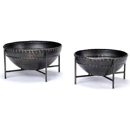 Cauldron Brown Bowls Set of Two by Mercana in rustic bronze. Made from metal in a eclectic & global style.