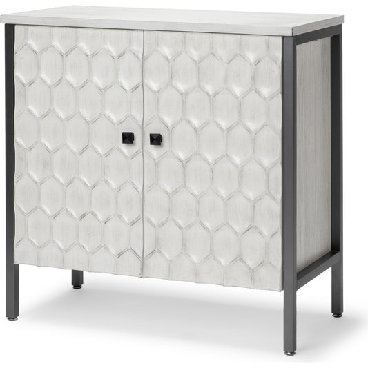Savannah Gray Accent Cabinet - 2 Door by Mercana in rustic white, matte black. Made from wood, iron in a modern style.