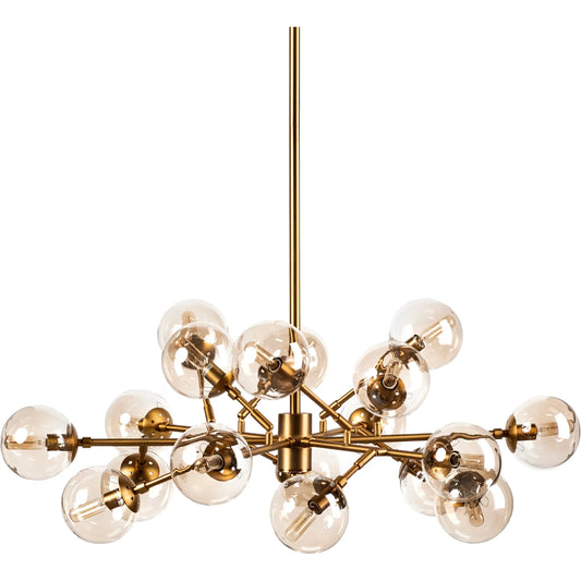 Rudyard Chandelier by Mercana in gold. Made from glass in a unique style.