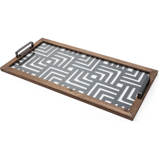 Fantuz , Wood Serving Tray by Mercana in medium brown. Made from wood, glass in a eclectic & global style.