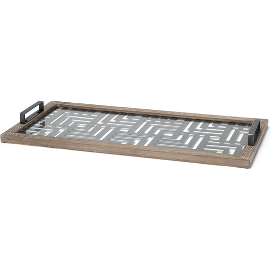 Fantuz , Wood Serving Tray by Mercana in medium brown. Made from wood, glass in a eclectic & global style.