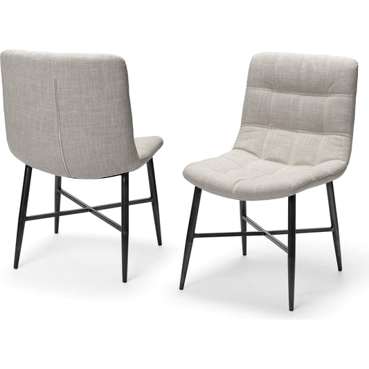 Barrow Dining Chair (Set of 2) by Mercana in cream, matte black. Made from fabric, metal in a modern style.