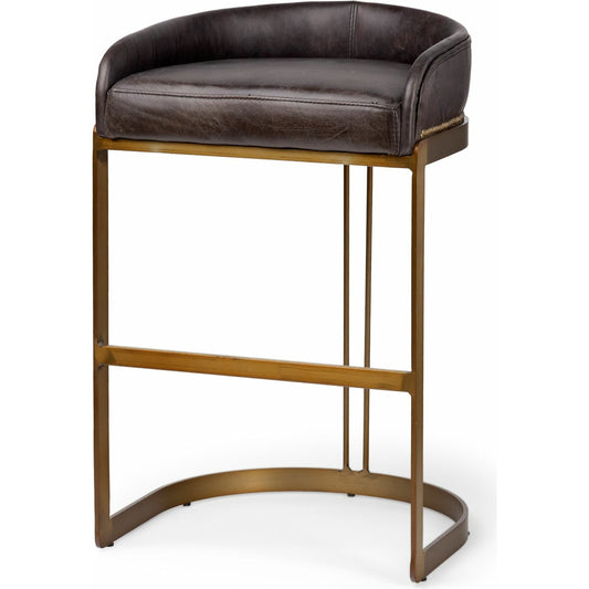 016 None | Unknown | Hollyfield Leather Seat Bar/Counter Stool by Mercana in brown. Made from unique in a modern style.
