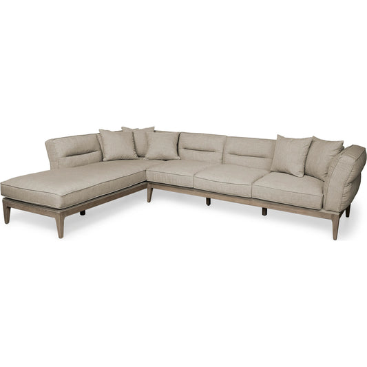 Denali Sofa by Mercana in cream, rustic brown. Made from wood, fabric in a modern style.