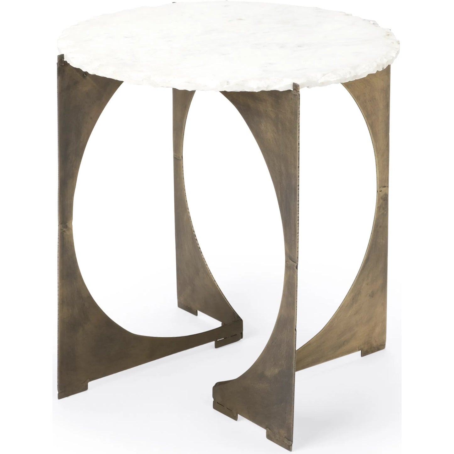 030 SR-387904 | Primary Silo | Reinhold End/Side Table by Mercana in white, antique gold. Made from marble, metal in a modern style.