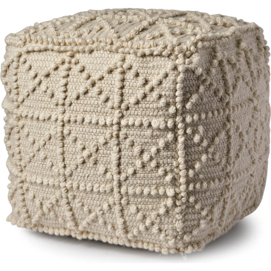 Leroy Pouf by Mercana in white. Made from fabric in a eclectic & global style.