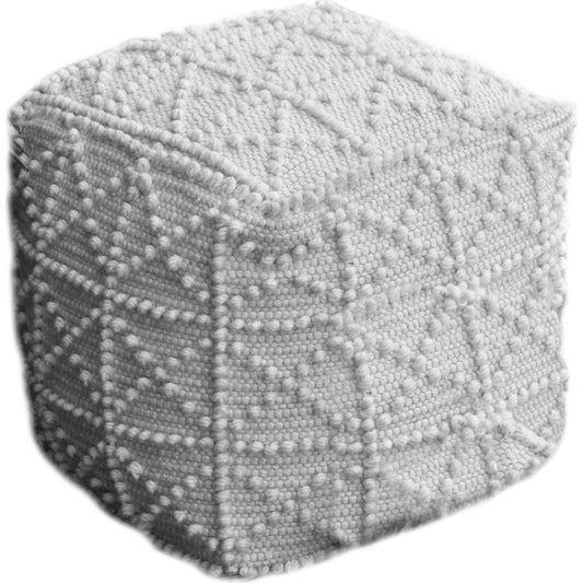 Leroy Pouf by Mercana in white. Made from fabric in a eclectic & global style.