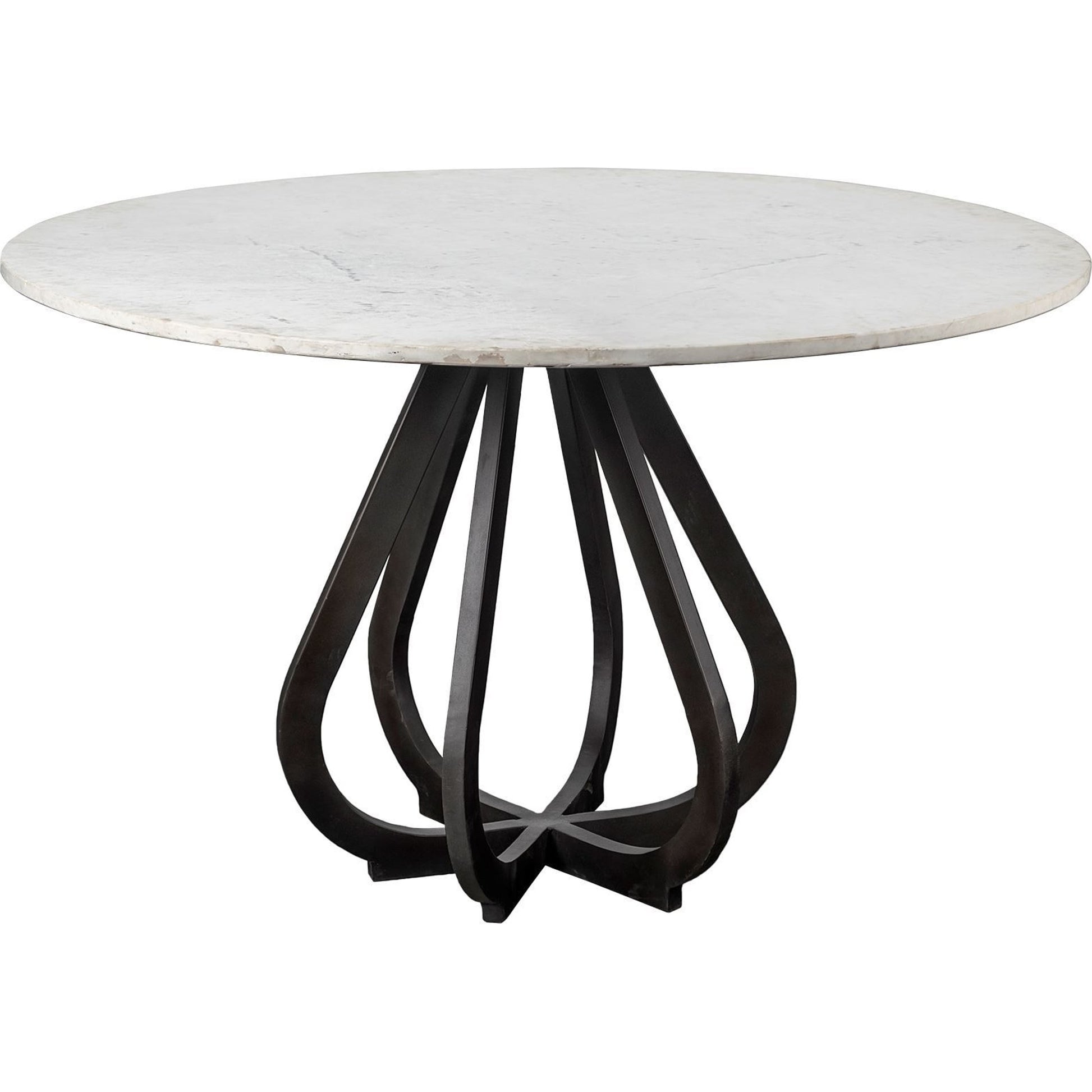 Laurent Dining Table by Mercana in white, brass. Made from marble, metal in a modern style.