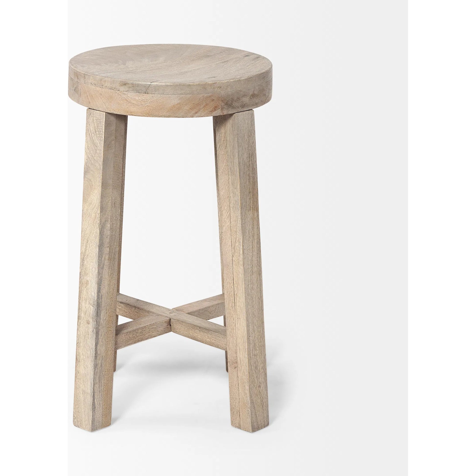 Brahma Wood Seat Counter Stool by Mercana in natural. Made from unique in a cottage & farmhouse style.
