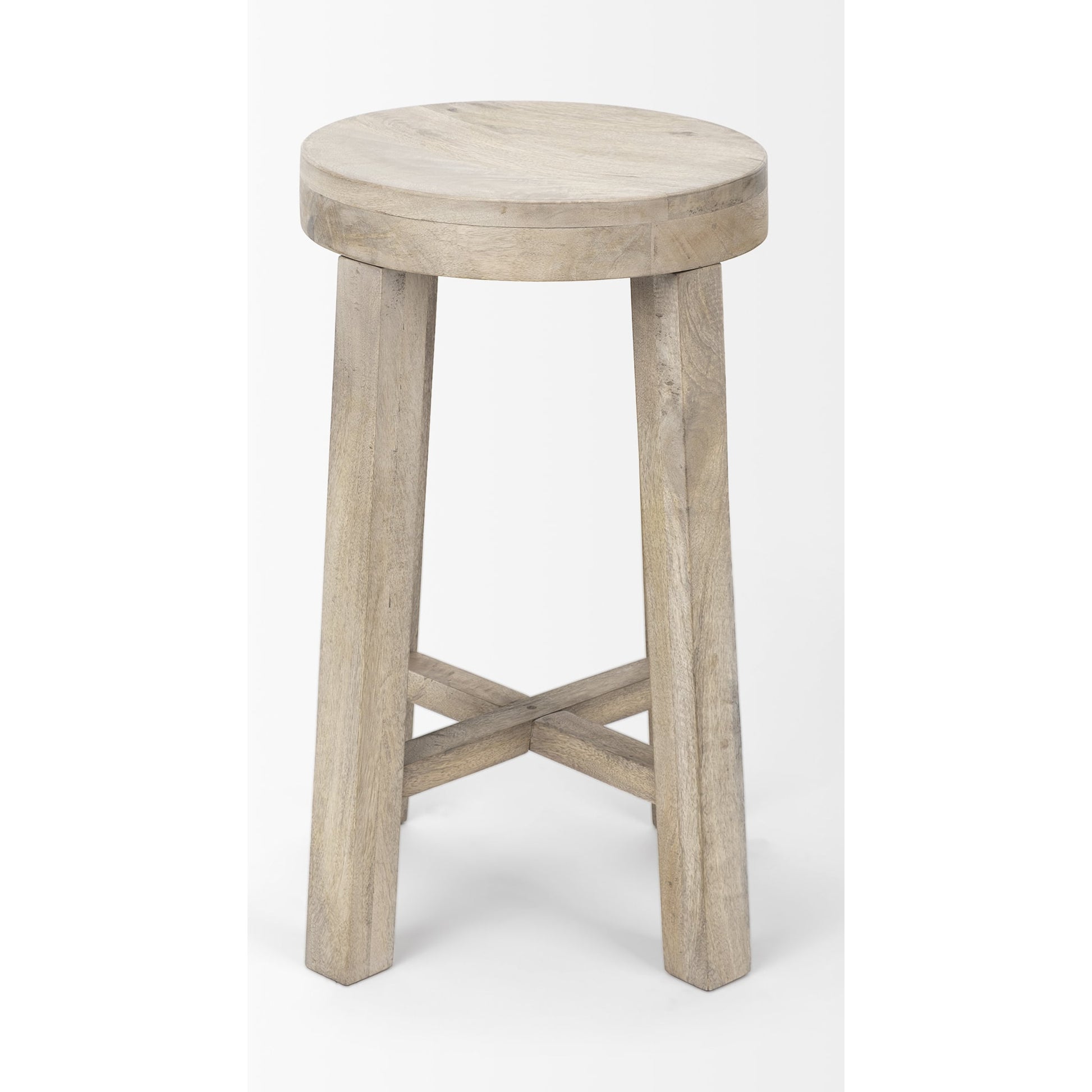 Brahma Wood Seat Counter Stool by Mercana in natural. Made from unique in a cottage & farmhouse style.