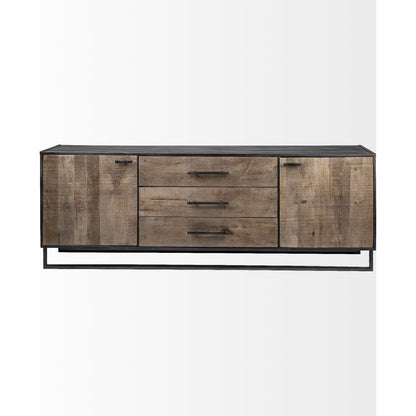 Alvin Sideboard by Mercana in medium brown. Made from mango wood in a modern style.
