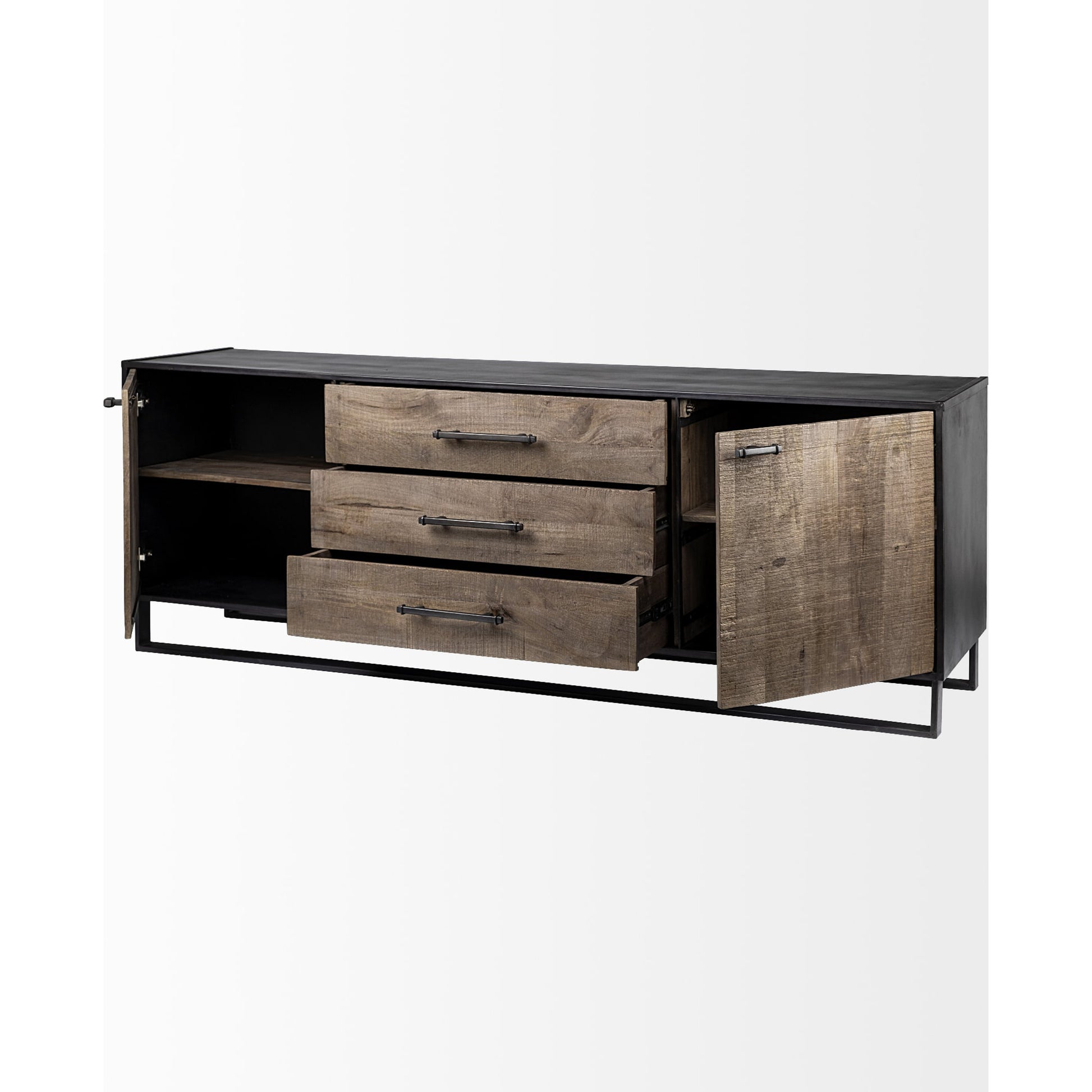 Alvin Sideboard by Mercana in medium brown. Made from mango wood in a modern style.