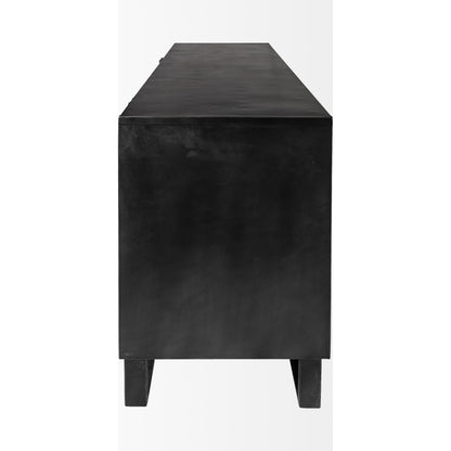 Alvin Sideboard by Mercana in medium brown. Made from mango wood in a modern style.