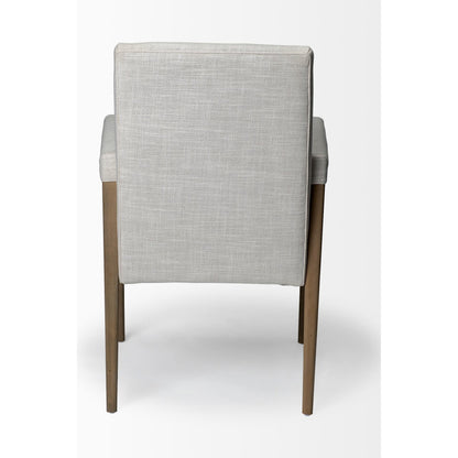 Palisades Dining Chair by Mercana in cream, light brown. Made from wood, fabric in a modern style.