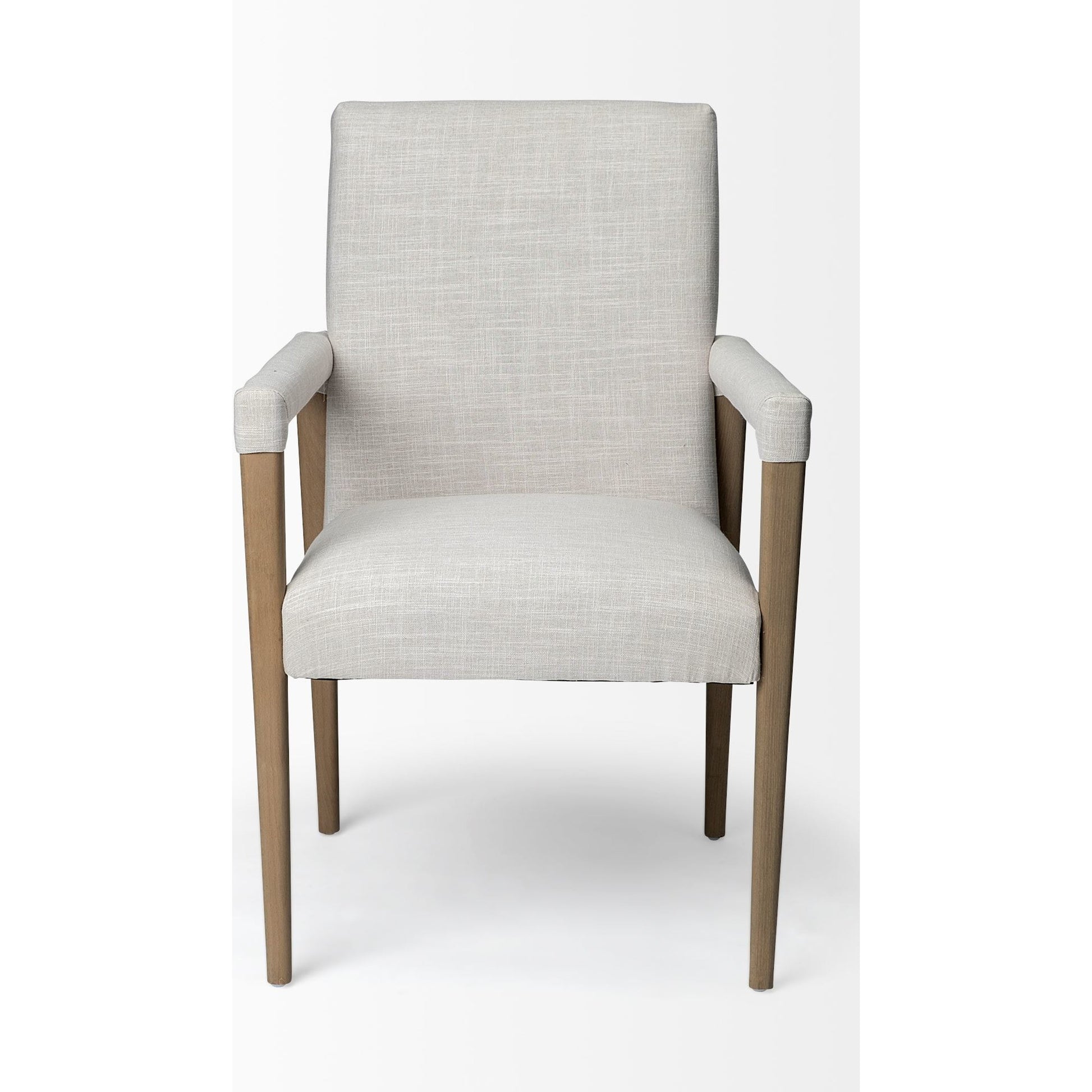 Palisades Dining Chair by Mercana in cream, light brown. Made from wood, fabric in a modern style.