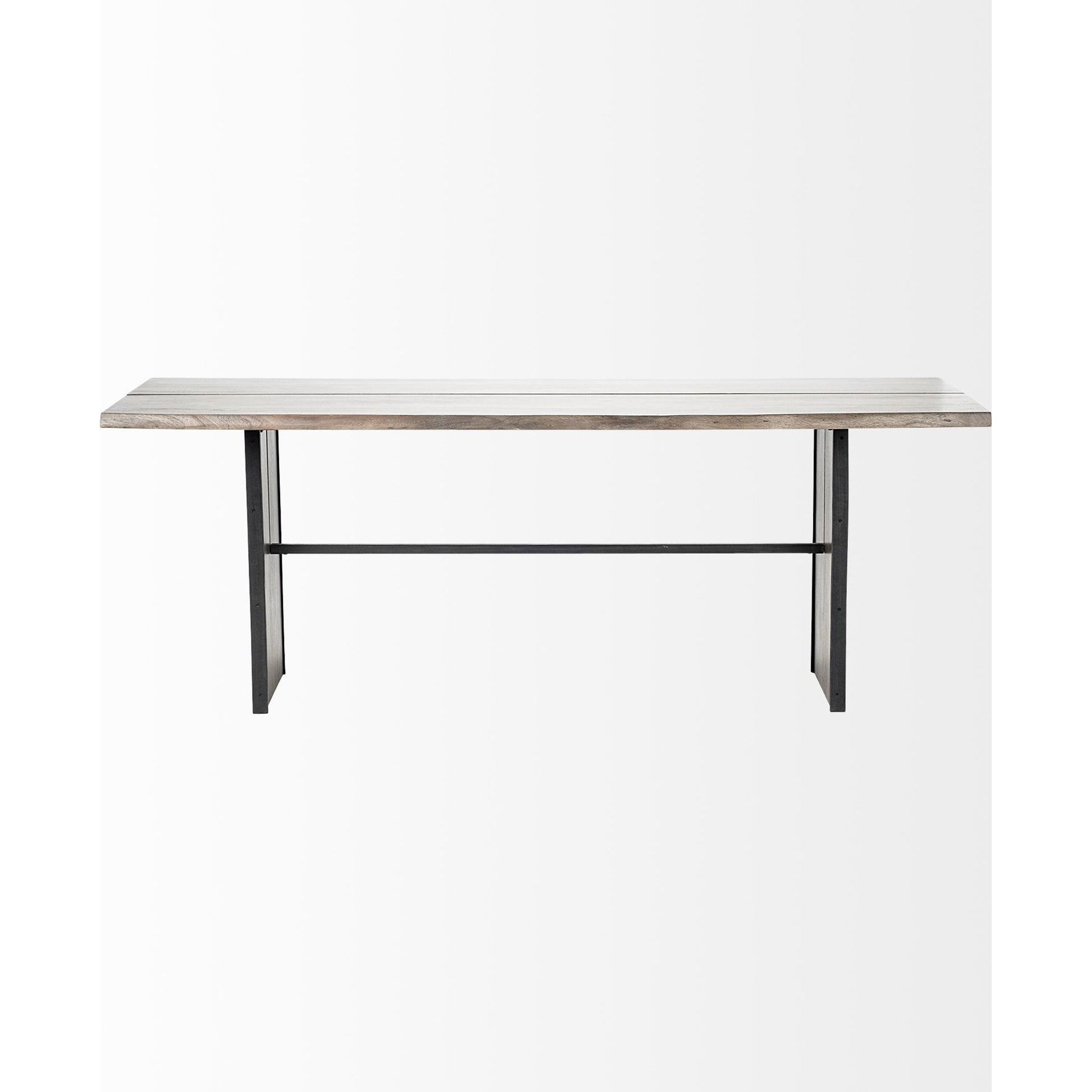 Ledger Dining Table by Mercana in brown. Made from wood in a modern style.