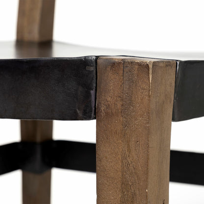 Nell Dining Chair by Mercana in matte black, brown. Made from metal, wood in a modern style.