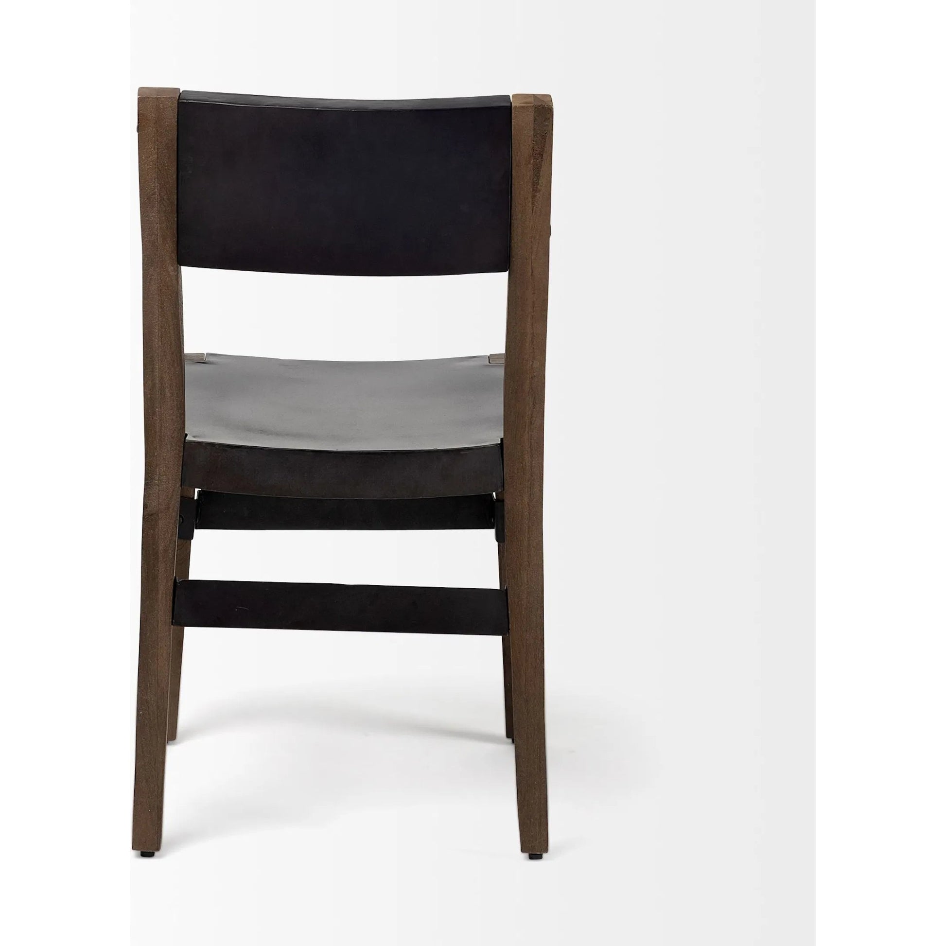 Nell Dining Chair by Mercana in matte black, brown. Made from metal, wood in a modern style.