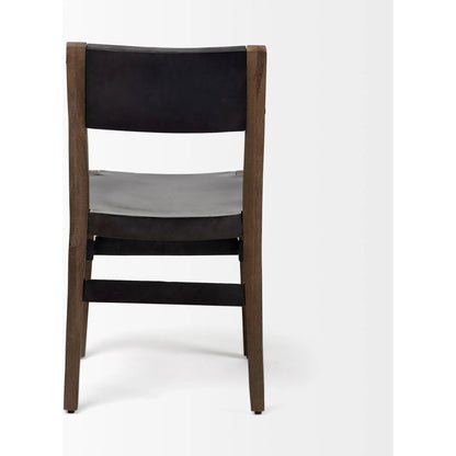 Nell Dining Chair by Mercana in matte black, brown. Made from metal, wood in a modern style.
