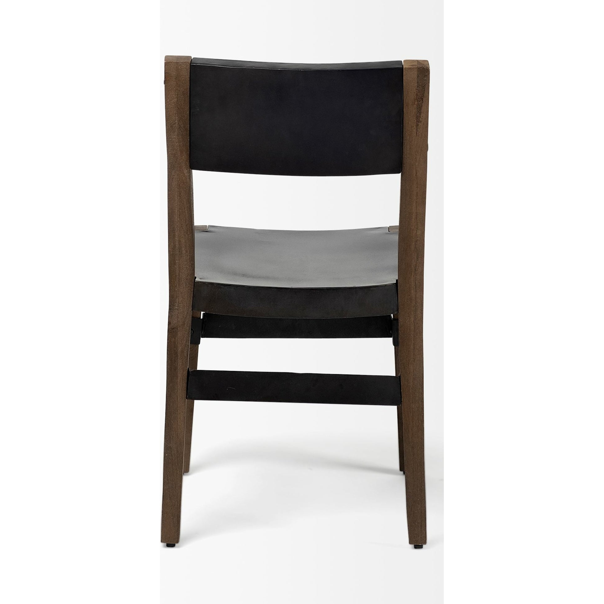 Nell Dining Chair by Mercana in matte black, brown. Made from metal, wood in a modern style.