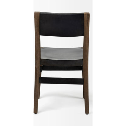 Nell Dining Chair by Mercana in matte black, brown. Made from metal, wood in a modern style.