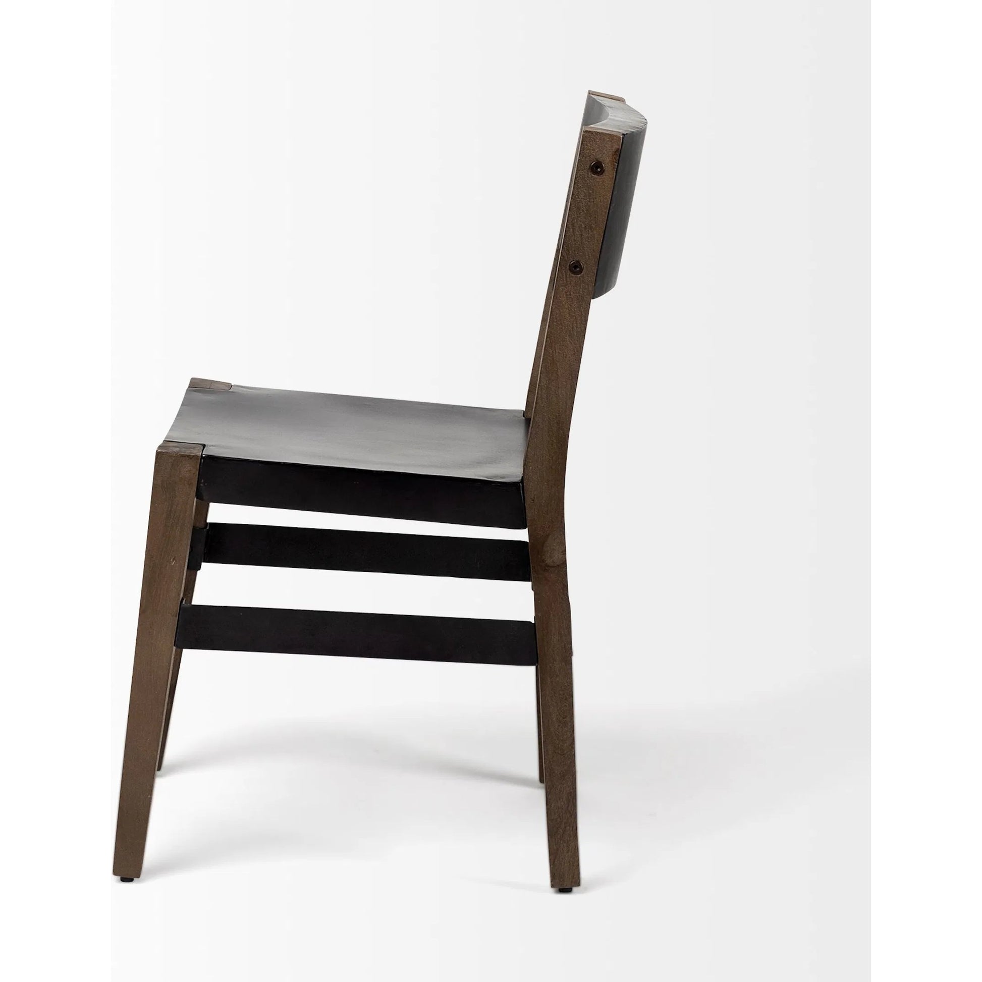Nell Dining Chair by Mercana in matte black, brown. Made from metal, wood in a modern style.