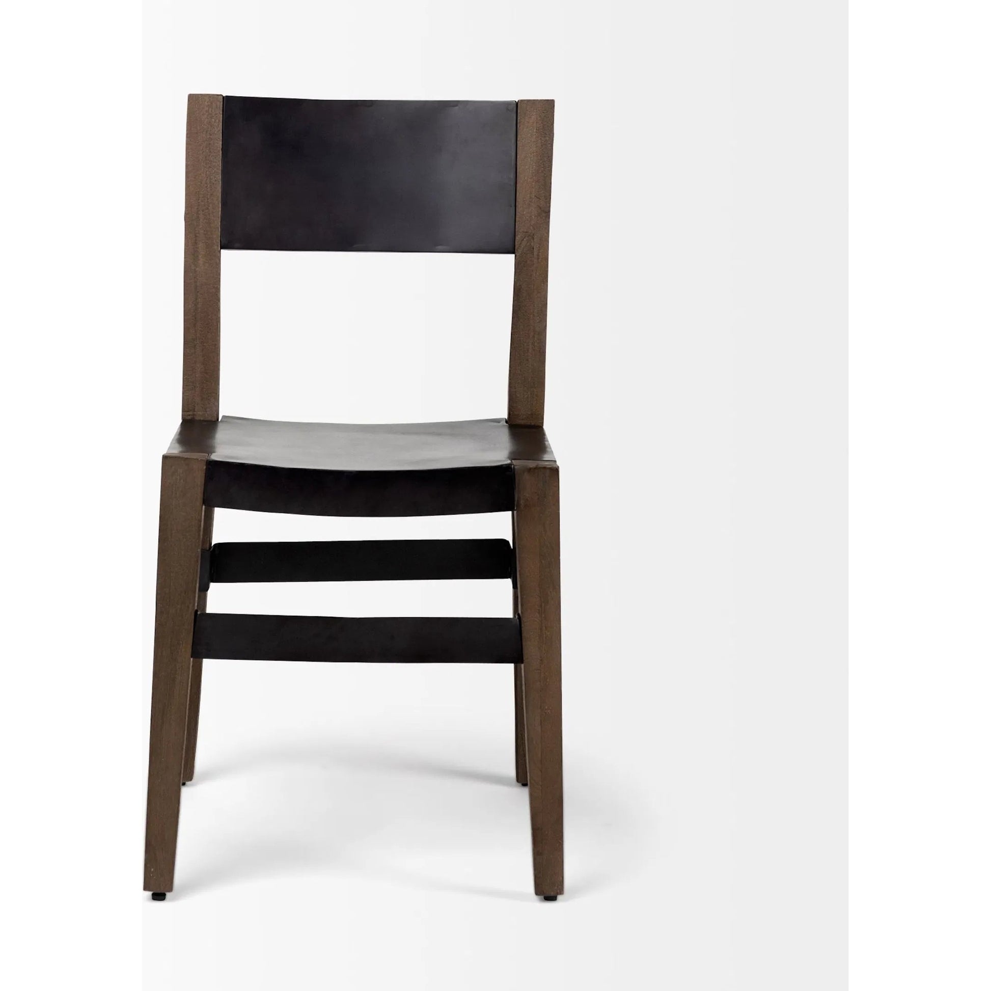 Nell Dining Chair by Mercana in matte black, brown. Made from metal, wood in a modern style.