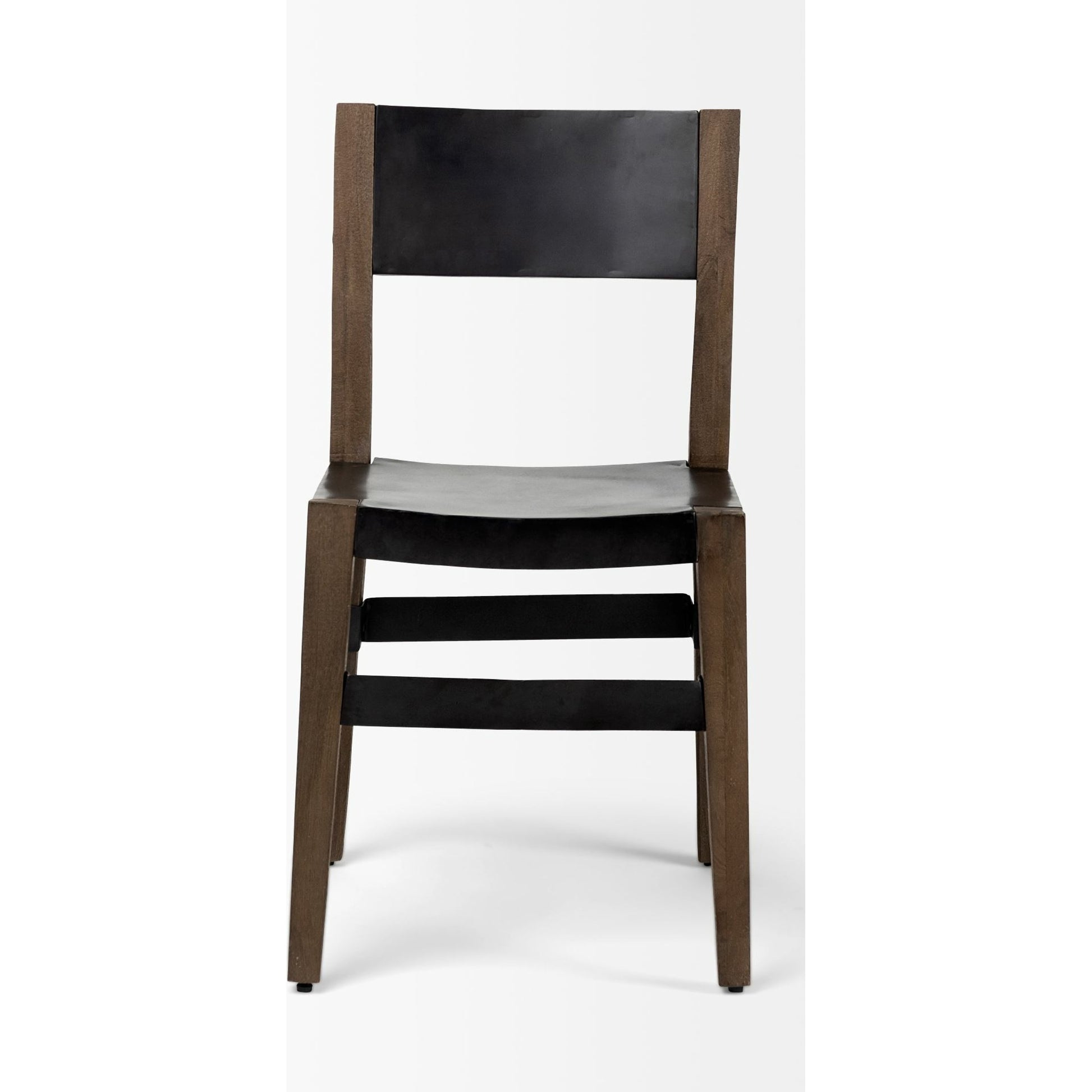 Nell Dining Chair by Mercana in matte black, brown. Made from metal, wood in a modern style.
