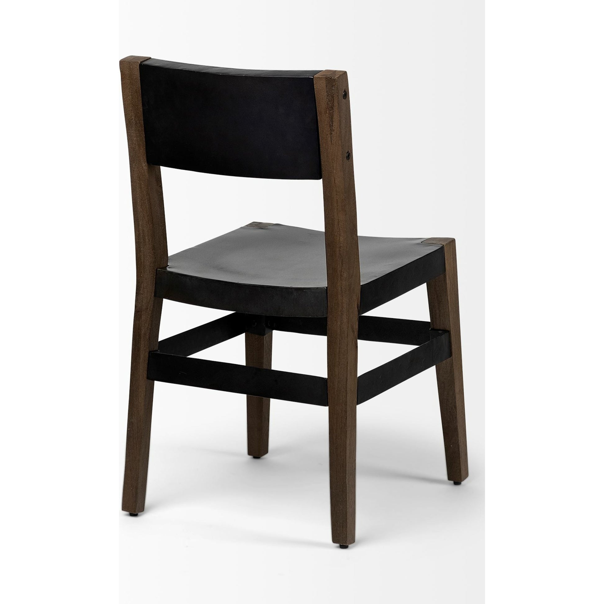 Nell Dining Chair by Mercana in matte black, brown. Made from metal, wood in a modern style.