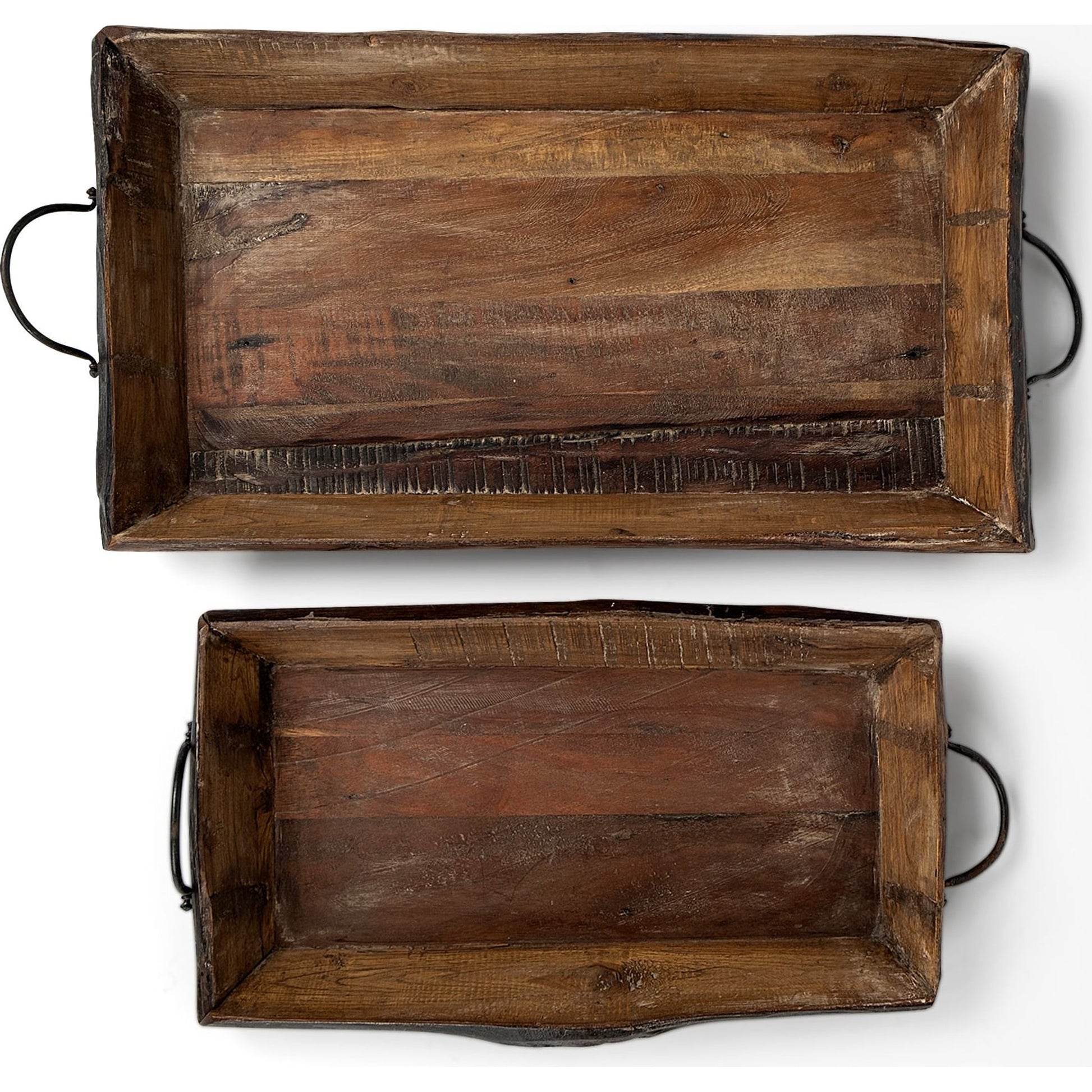 Durone Live Edge Serving Trays Set of Two by Mercana in brown. Made from wood in a rustic style.