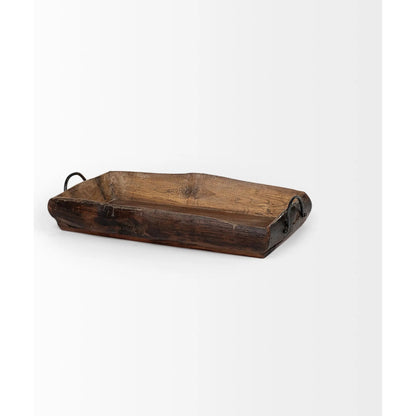 Durone Live Edge Serving Trays Set of Two by Mercana in brown. Made from wood in a rustic style.