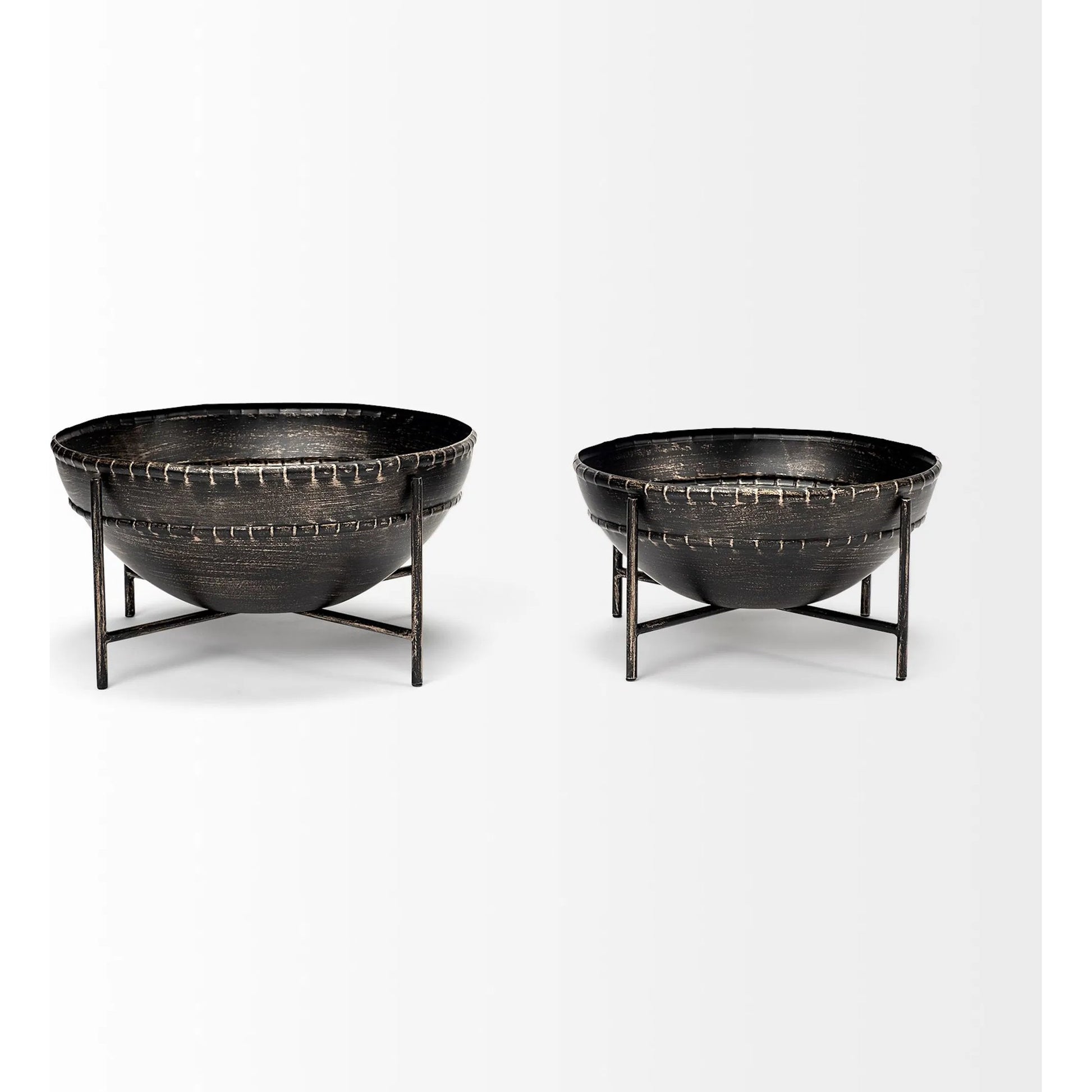 Cauldron Brown Bowls Set of Two by Mercana in rustic bronze. Made from metal in a eclectic & global style.