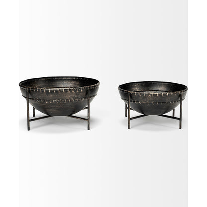 Cauldron Brown Bowls Set of Two by Mercana in rustic bronze. Made from metal in a eclectic & global style.