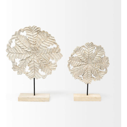 Kamara I Washed Wood W Silver Botanical Decorative Object by Mercana in metallic silver. Made from wood in a eclectic & global style.