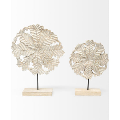 Kamara I Washed Wood W Silver Botanical Decorative Object by Mercana in metallic silver. Made from wood in a eclectic & global style.