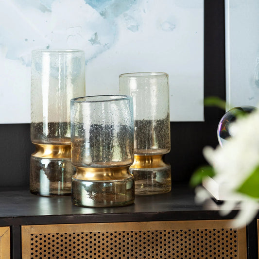 Adriatic I Brushed Metal Vase by Mercana in white, gold. Made from unique in a eclectic & global style.